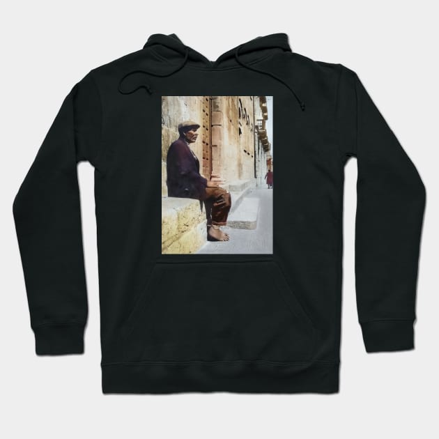 Italy, San Severo. Man Sitting Near a Church, 1944 Hoodie by UltraQuirky